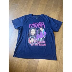 Disney Thats So Raven Graphic T-Shirt Navy Blue Psychic In The House Large Y2K
